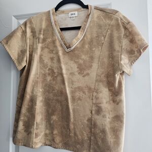 BKE Women's Short Sleeve Tie-Dye Tan Top